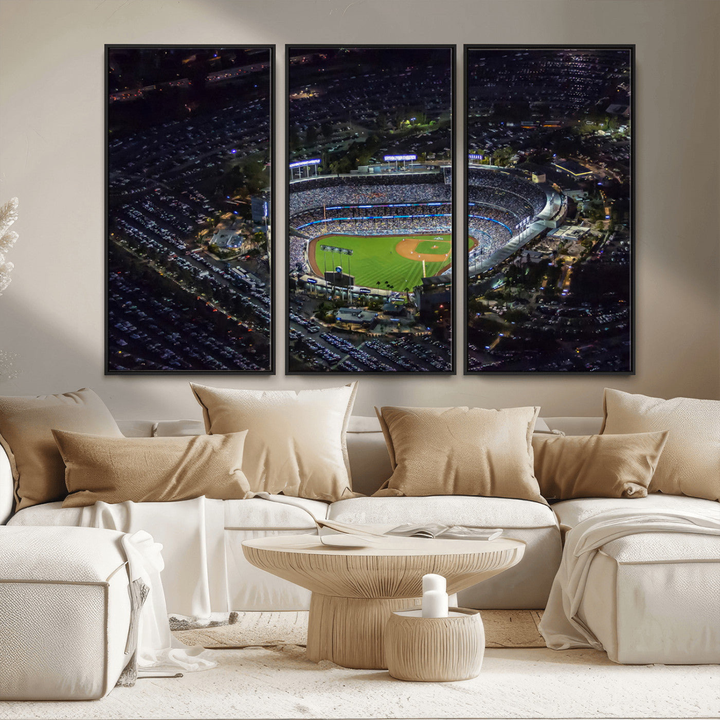 MGV-FC-48X32-3P - Los Angeles Dodgers Dodger Stadium Wall Art Canvas Print - MLB Baseball Stadium
