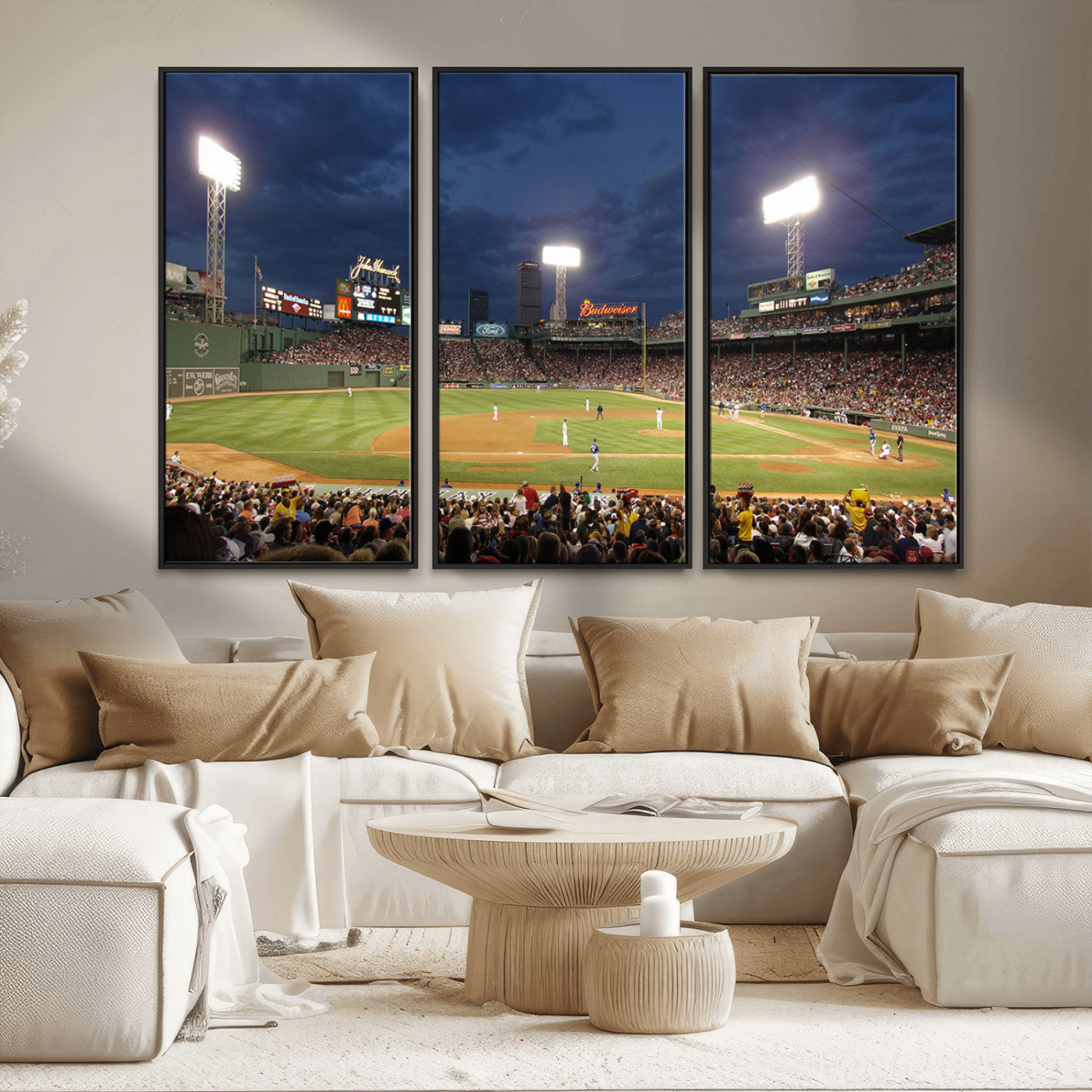 MGV-FC-48X32-3P - Boston Red Sox Baseball Team Print Canvas - Massachusetts Fenway Park Stadium Wall Art Canvas Print