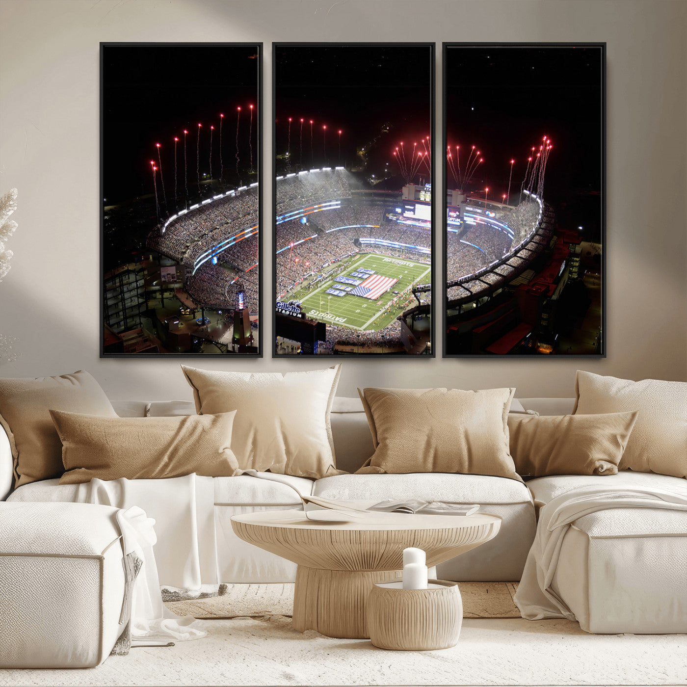 MGV-FC-48X32-3P - New England Patriots Team Print Wall Art- Foxborough Gillette Stadium Wall Art Canvas Print