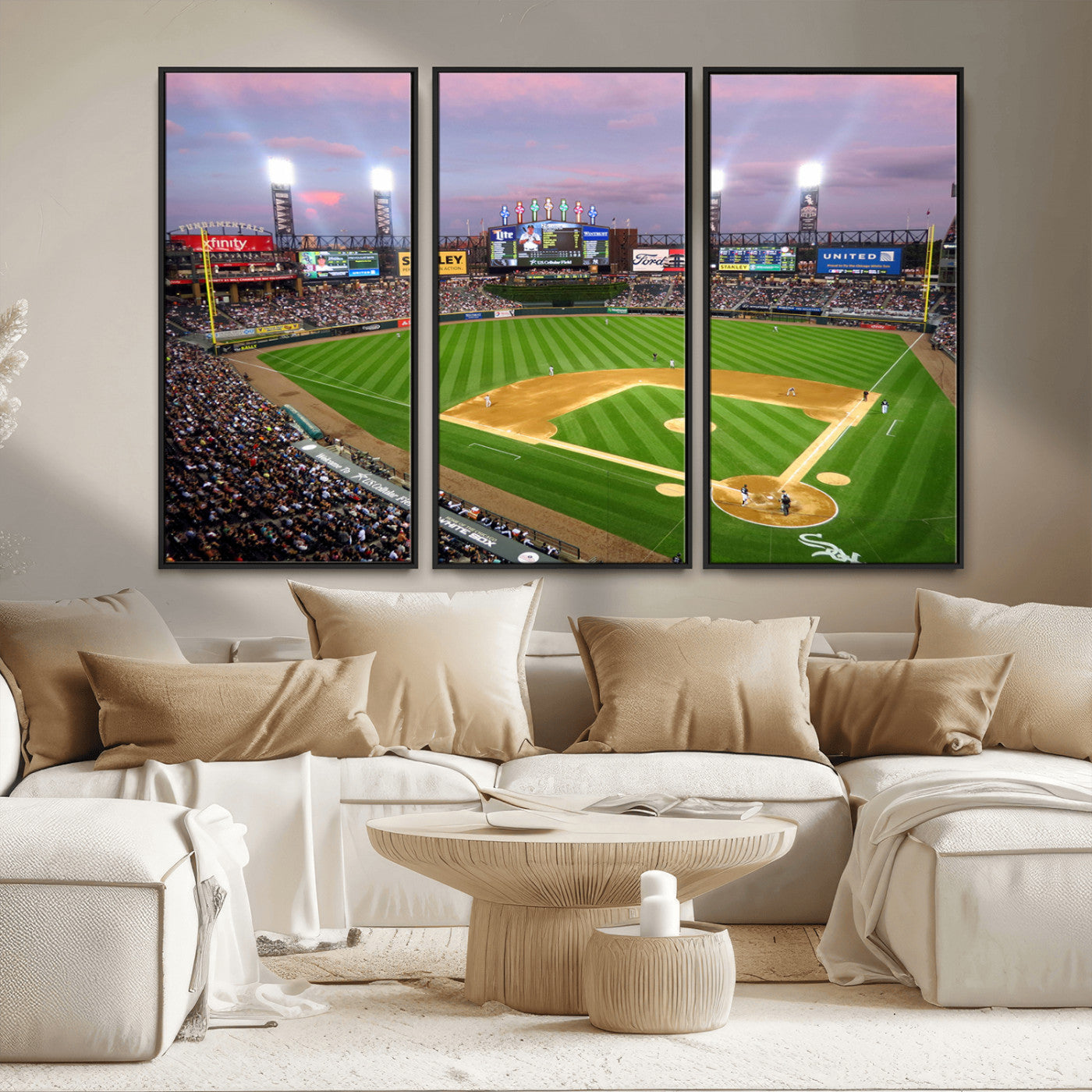 MGV-FC-48X32-3P - Chicago White Sox Baseball Team Print Canvas- Guaranteed Rate Field Stadium Wall Art Canvas Print