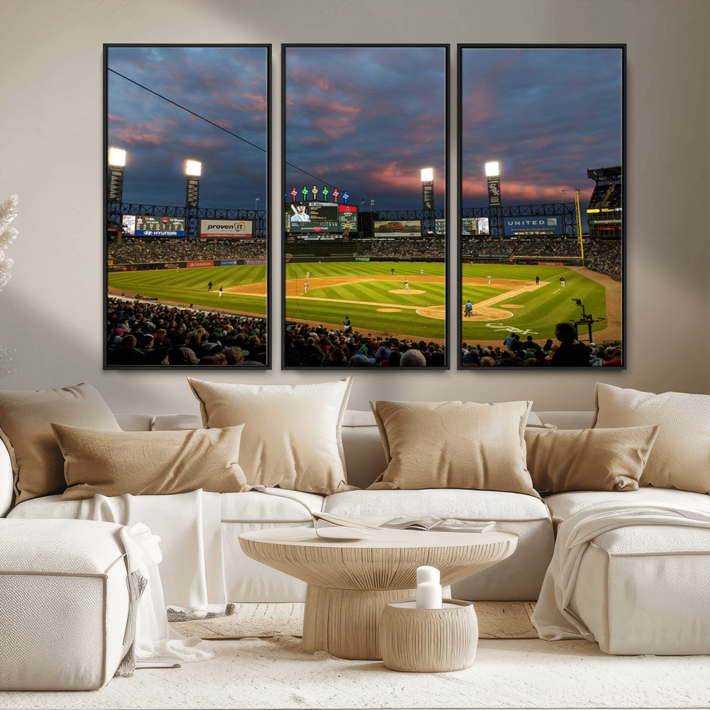 MGV-FC-48X32-3P - Chicago White Sox Baseball Team Print Canvas- Guaranteed Rate Field Stadium Wall Art Canvas Print