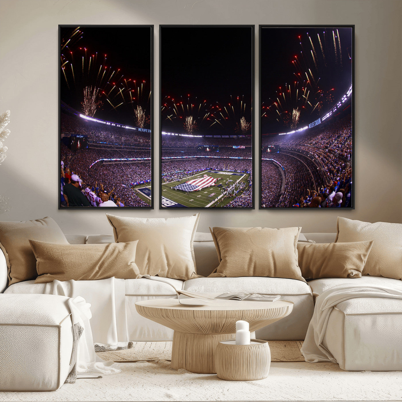 MGV-FC-48X32-3P - New York Giants Football Team Print - East Rutherford MetLife Stadium Wall Art Canvas Print