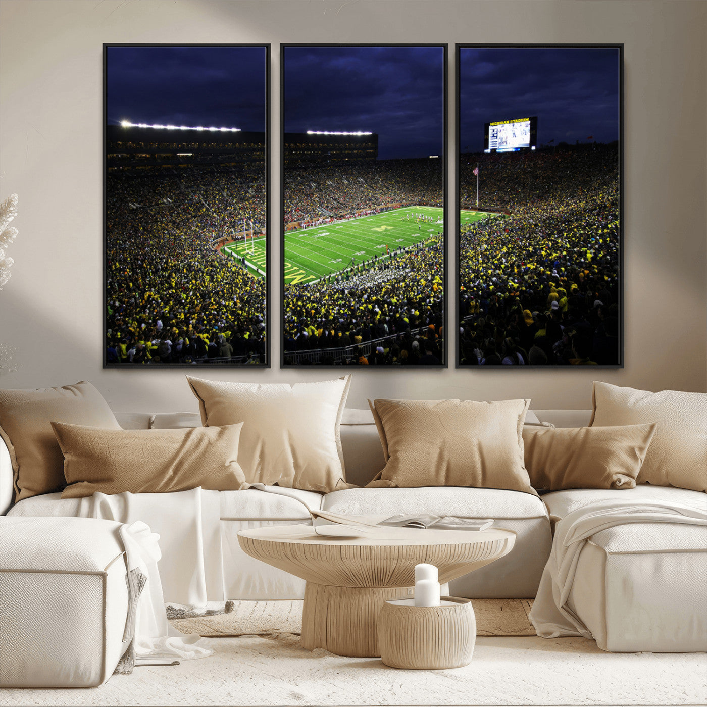 MGV-FC-48X32-3P - Michigan Wolverines Football Canvas Wall Decor, Football Team Print - Ann Arbor Michigan Stadium