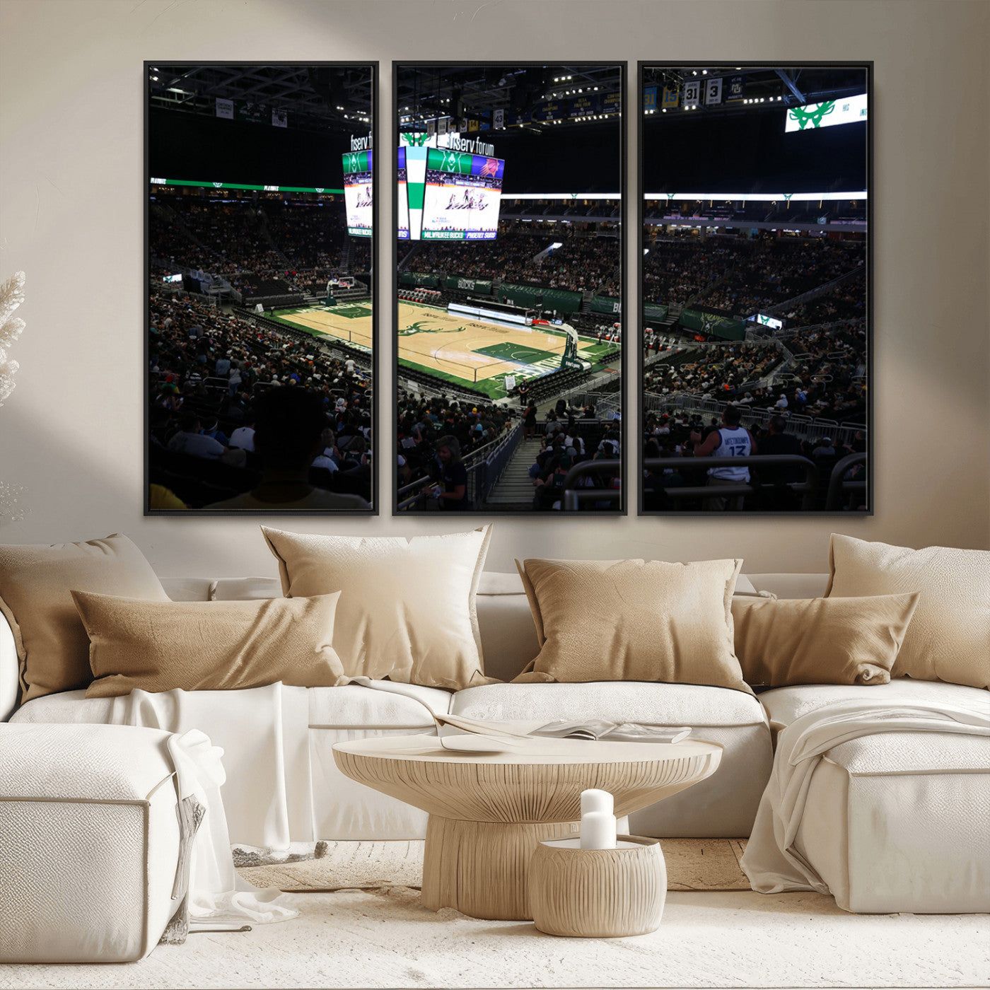 MGV-FC-48X32-3P - Milwaukee Bucks Basketball Print - Fiserv Forum Stadium Wall Art Canvas Print