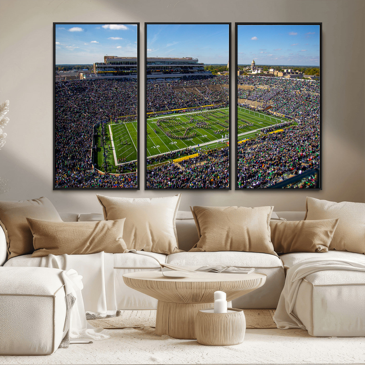 MGV-FC-48X32-3P - Notre Dame Fighting Irish Football Team Print - Notre Dame Stadium Wall Art Canvas Print