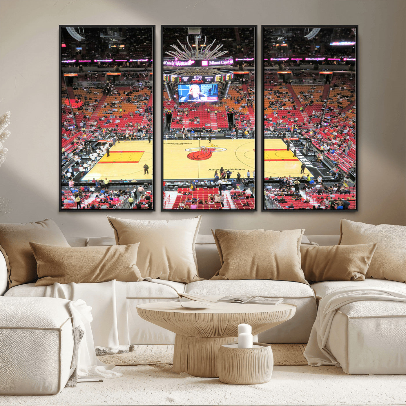 MGV-FC-48X32-3P - Miami Heat Basketball Team Print Wall Art- Kaseya Center Stadium Wall Art Canvas Print