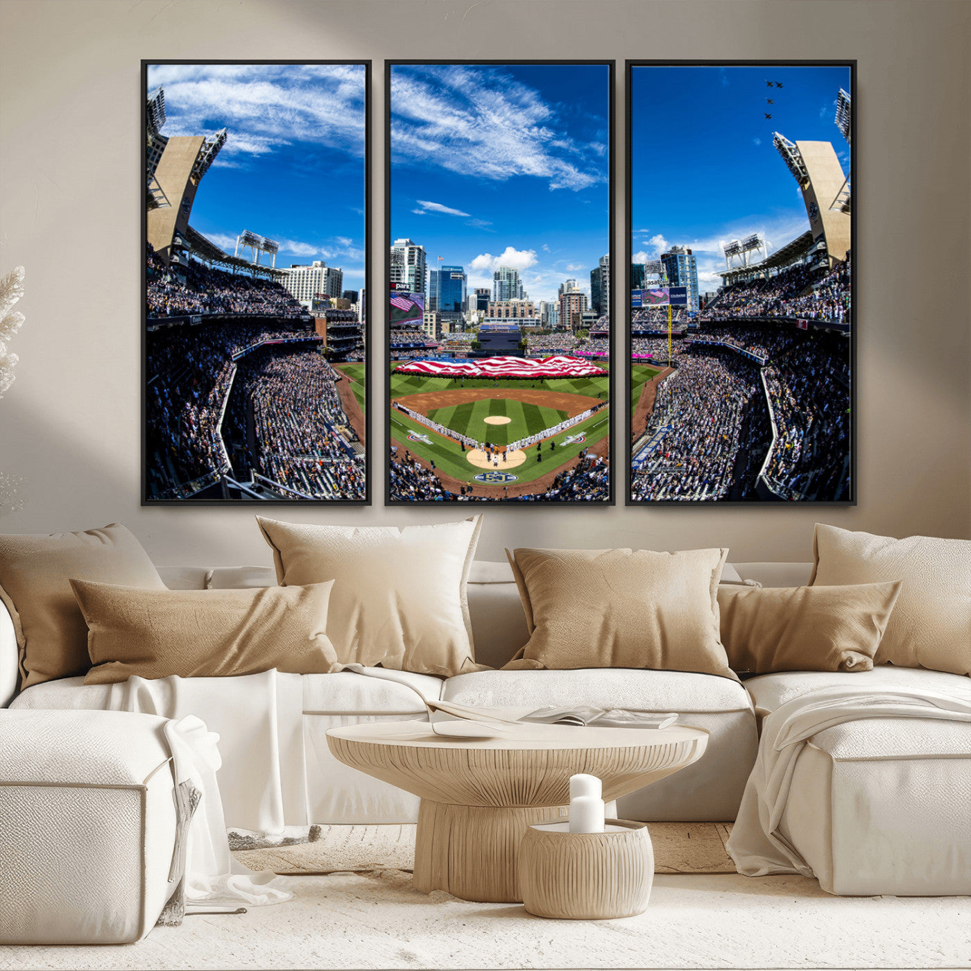 MGV-FC-48X32-3P - San Diego Padres Baseball Team Print - Petco Park Stadium Wall Art Canvas Print