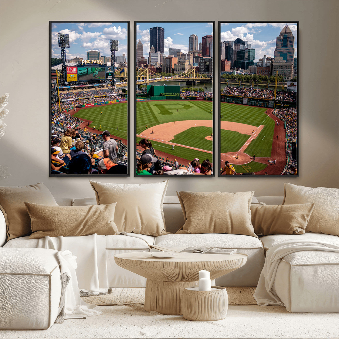 MGV-FC-48X32-3P - Pittsburgh Pirates Baseball Team Print - PNC Park Stadium Wall Art Canvas Print - Ready to Hang
