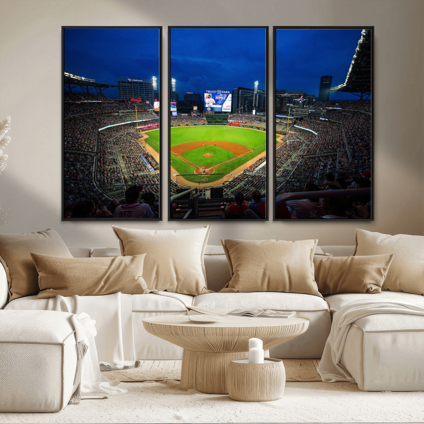 MGV-FC-48X32-3P - Truist Park Night Game Canvas Art - Atlanta Braves Stadium Wall Art Canvas