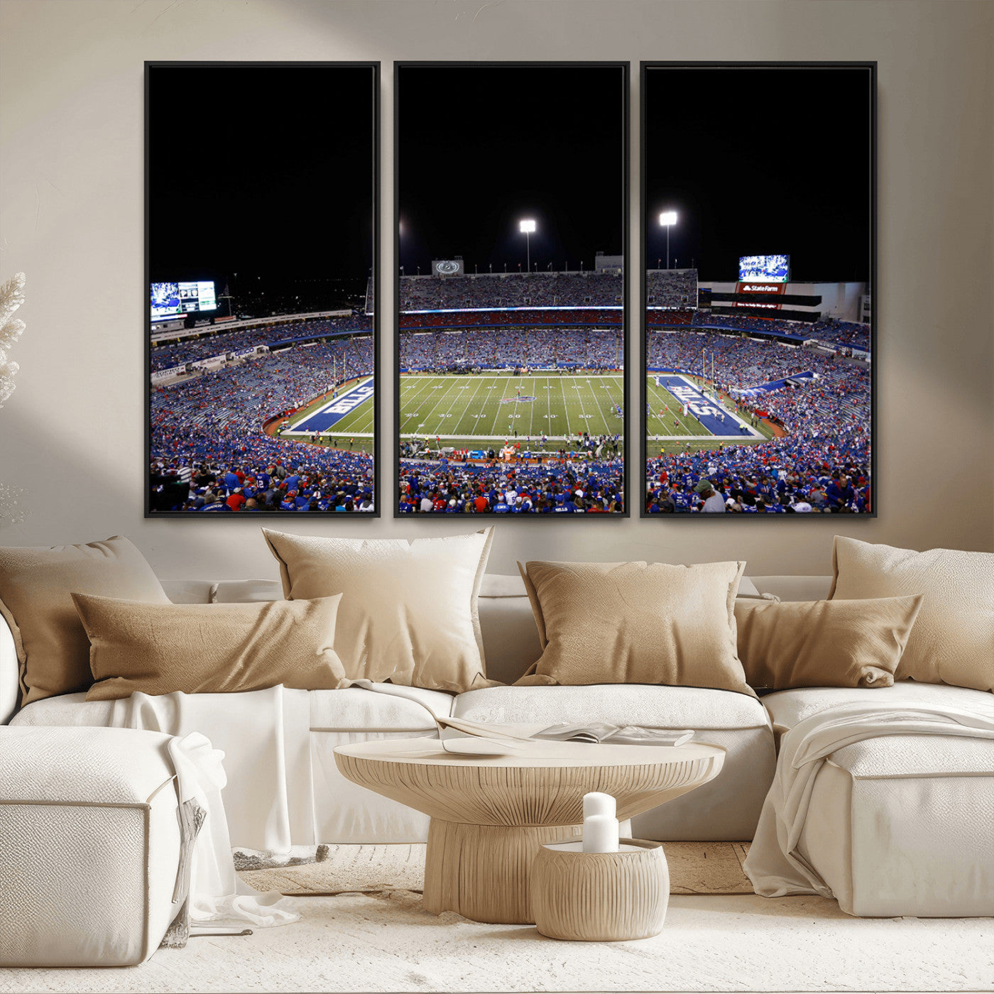 MGV-FC-48X32-3P - Buffalo Bills Wall Art - Buffalo Bills Stadium Canvas Print, Perfect Sports Decor for Living Rooms,