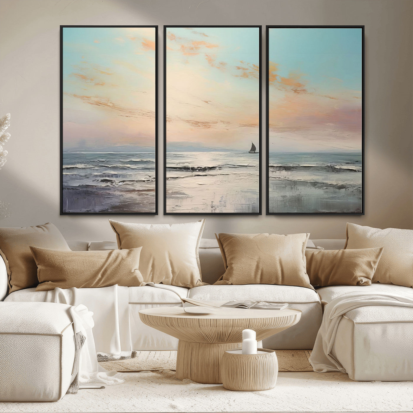 MGV-FC-48X32-3P - Abstract Ocean Wall Art -  Boat Wall Art Canvas Print