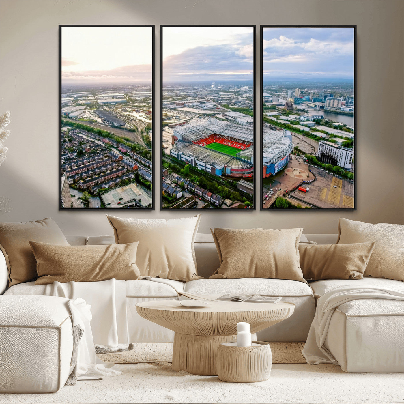 MGV-FC-48X32-3P - Old Trafford Manchester United Stadium Wall Art Canvas Print - Aerial View Stadium, Old Trafford