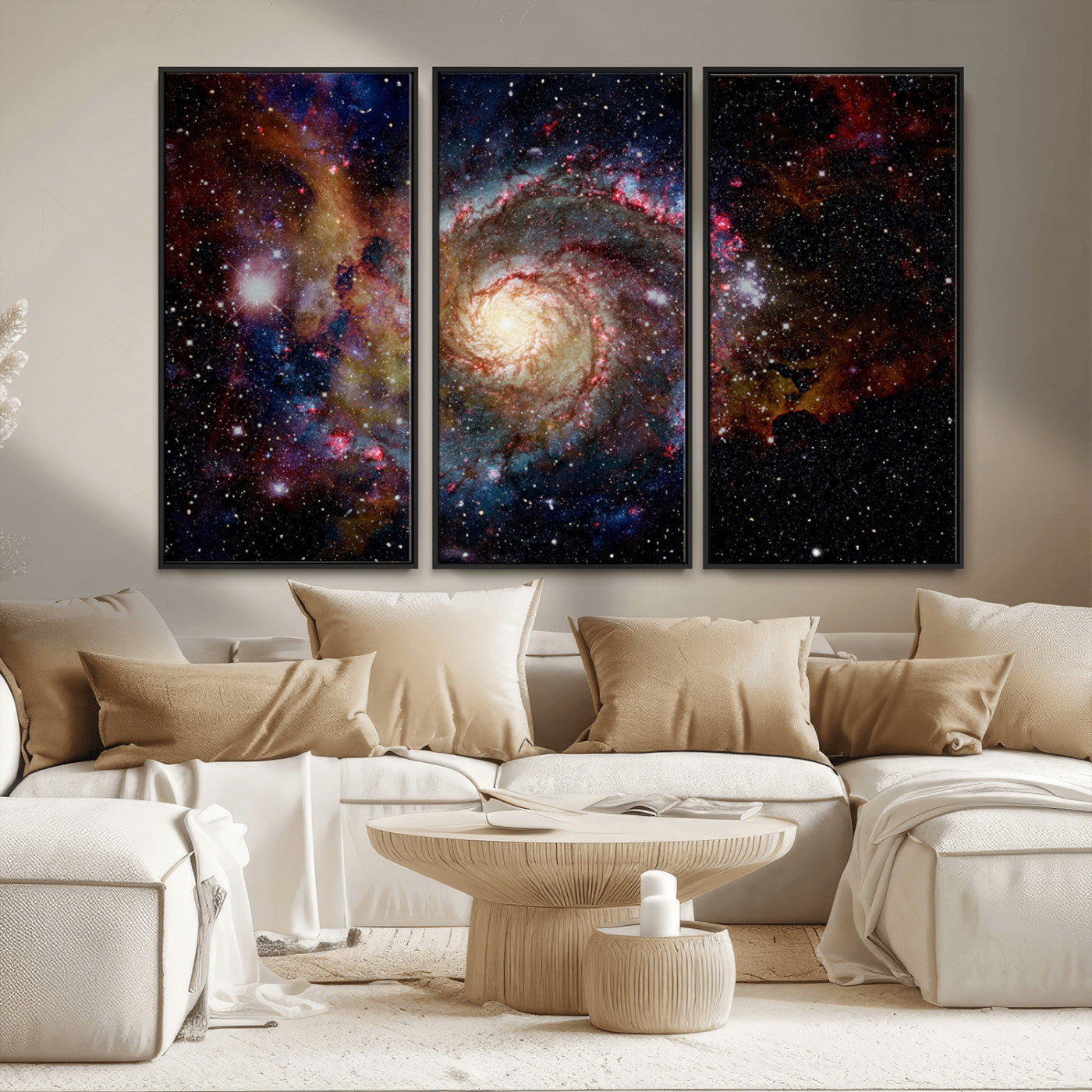 MGV-FC-48X32-3P - Nebula and Galaxies in Space Wall Art Canvas Print, Spiral Galaxy Wall Art Canvas Print
