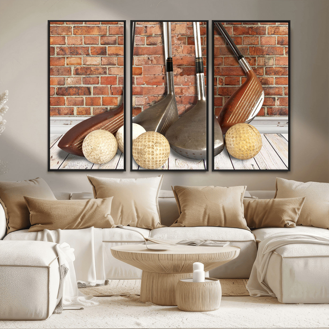 MGV-FC-48X32-3P - Vintage Golf Ball Wall Art Canvas Print | Golf Decor for Man Cave or Office | Ready to Hang and