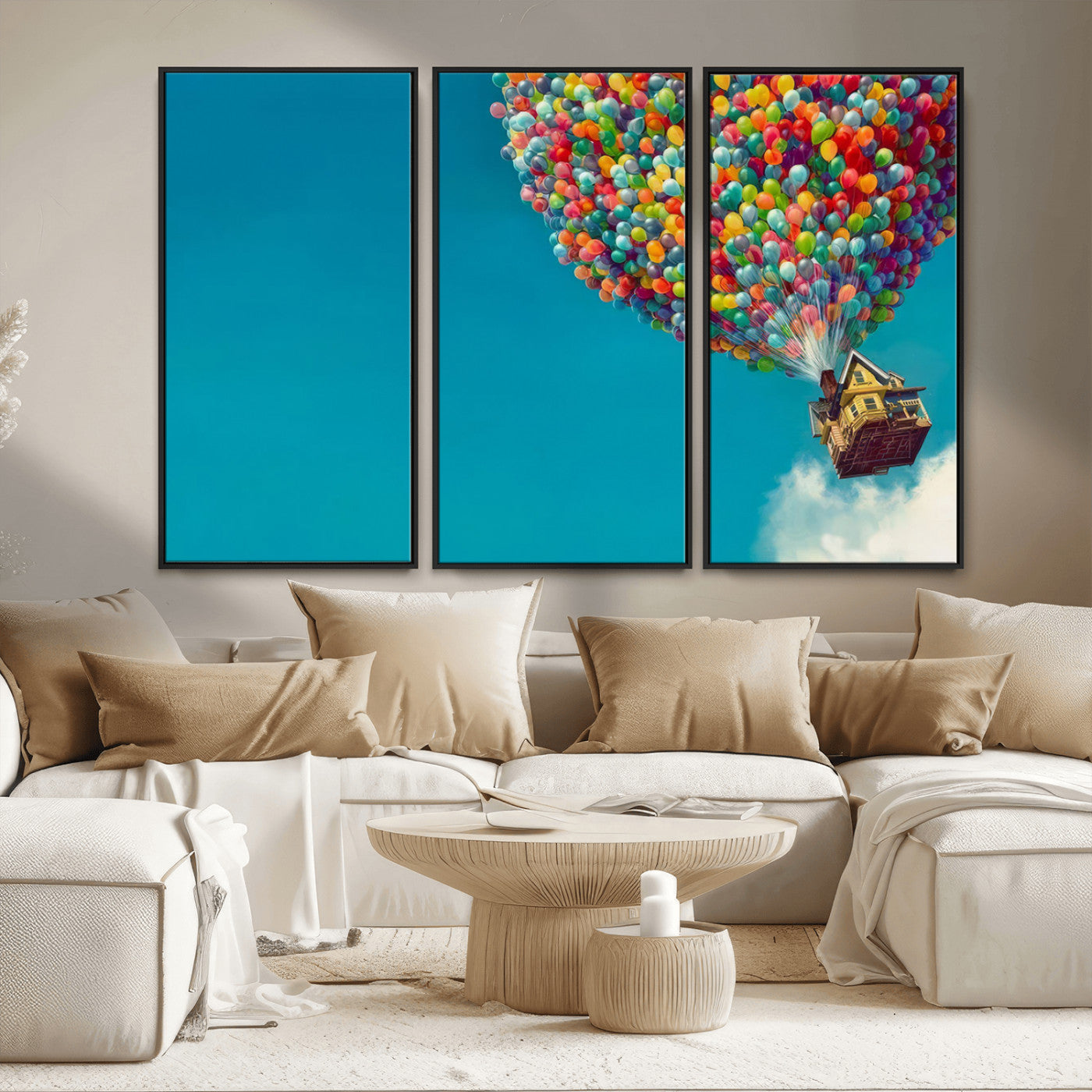 MGV-FC-48X32-3P - Carl Fredricksen, Up Movie Wall Art, Colorful Balloon House Art | Whimsical Wall Decor for Living