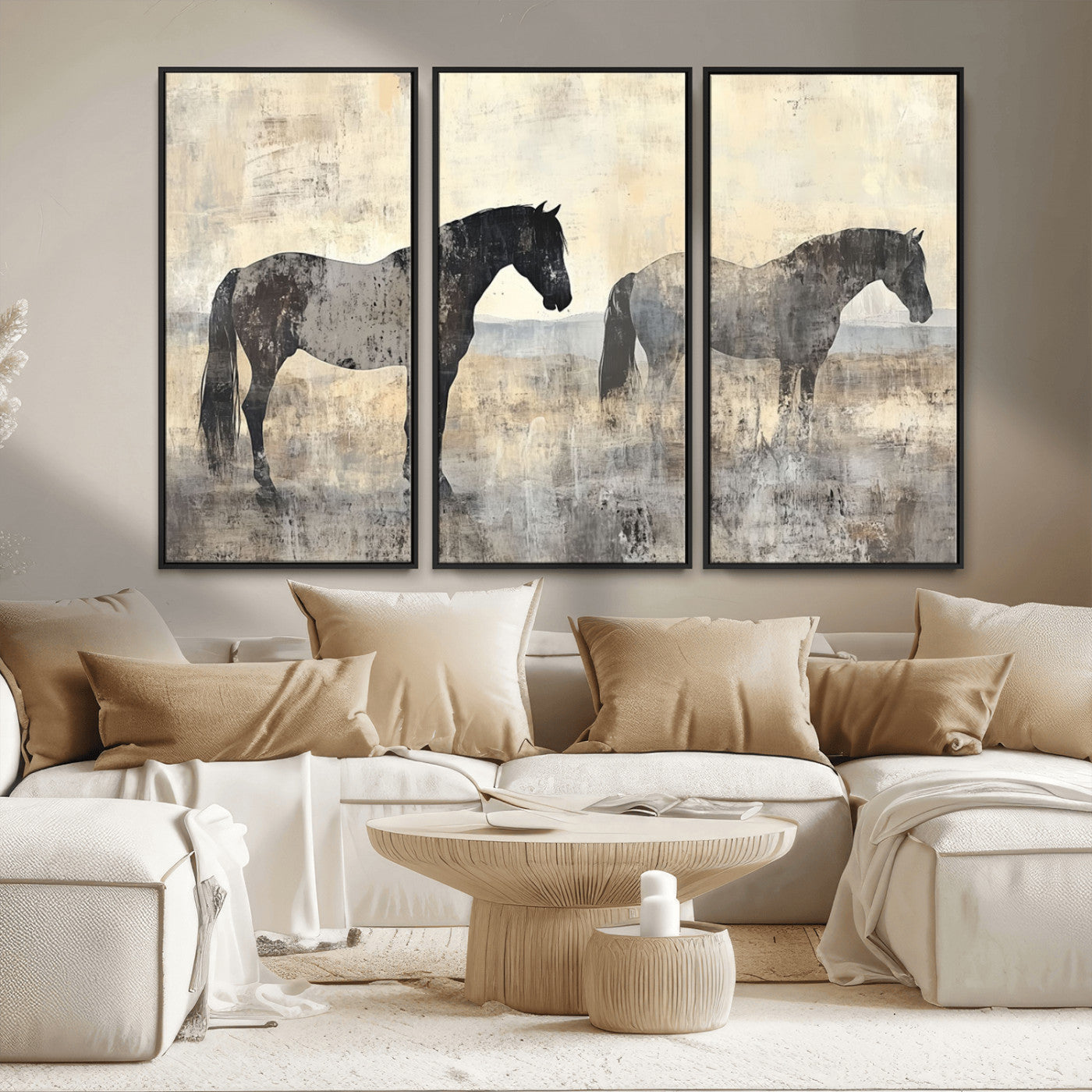 MGV-FC-48X32-3P - Vintage Horses Wall Art Canvas Print