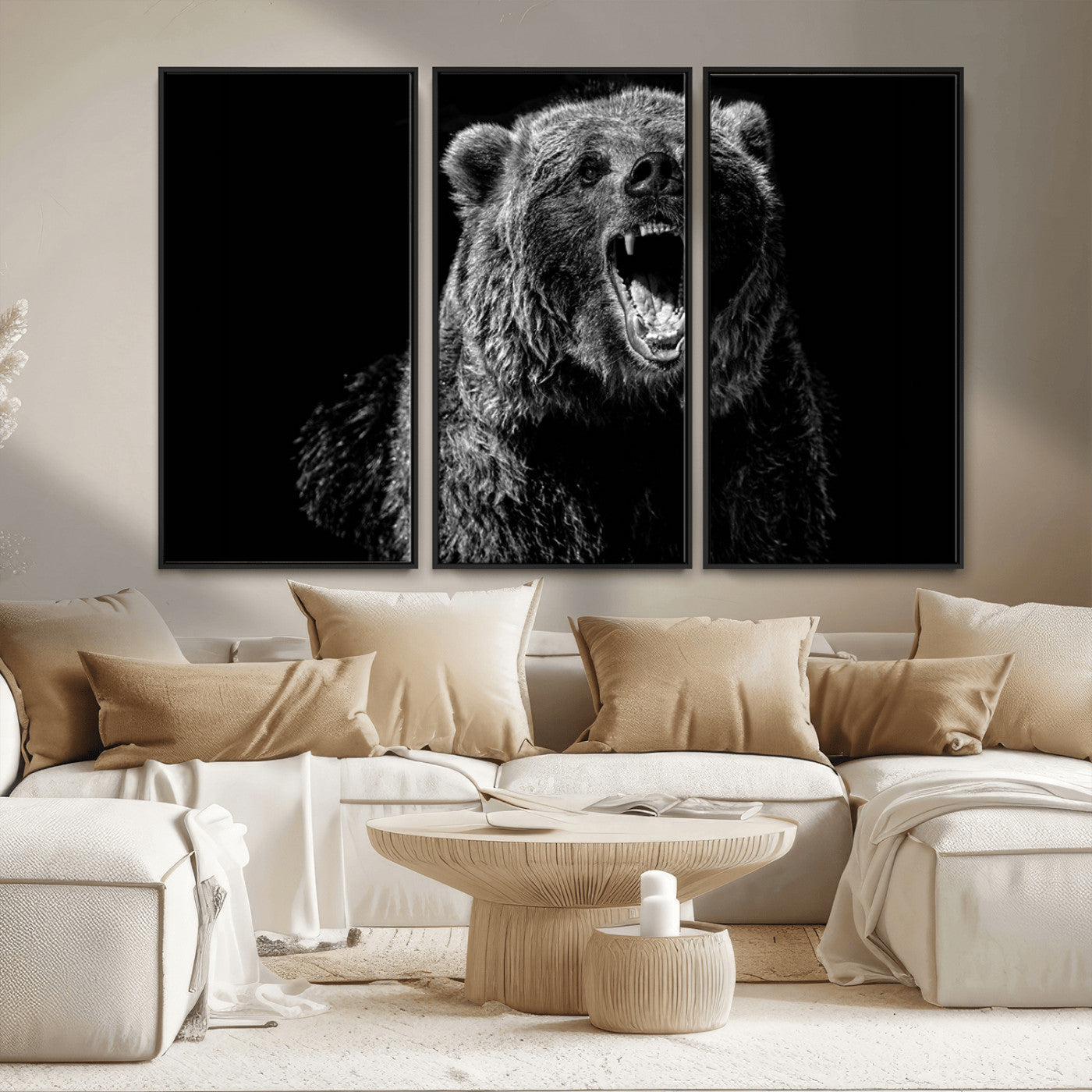 MGV-FC-48X32-3P - Bear Canvas Print | Wildlife Wall Art for Cabin Decor | Ready to Hang Framed