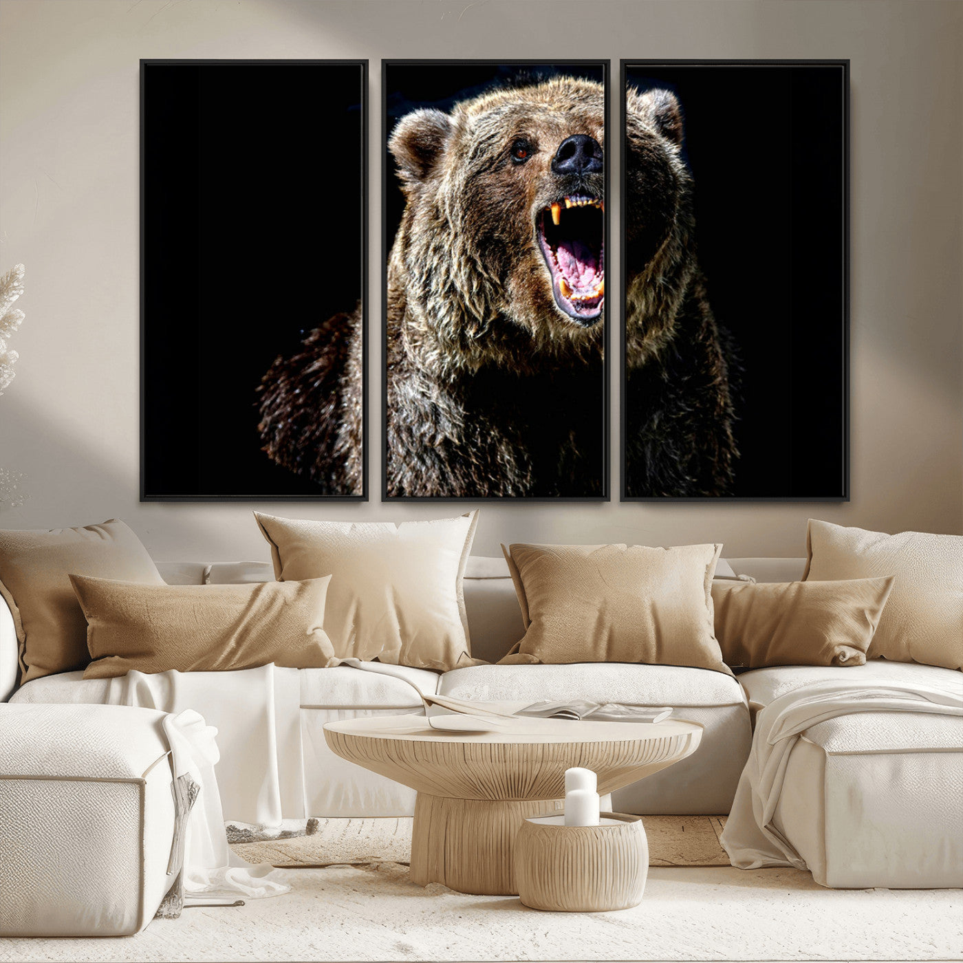 MGV-FC-48X32-3P - Grizzly Bear Canvas Print | Wildlife Wall Art for Cabin Decor | Ready to Hang Framed