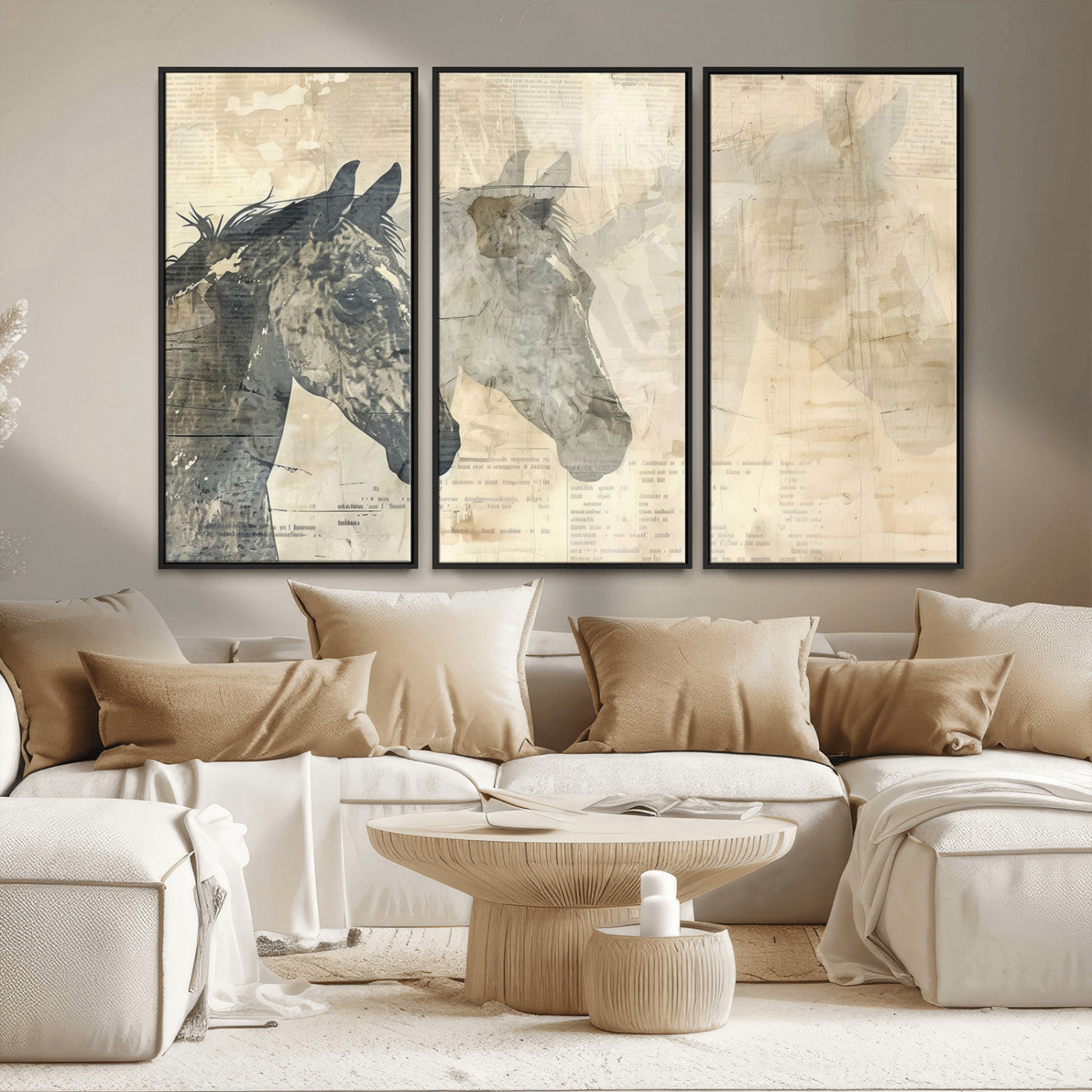 MGV-FC-48X32-3P - Abstract Horse Canvas Print | Modern Farmhouse Wall Art | Ready to Hang Framed