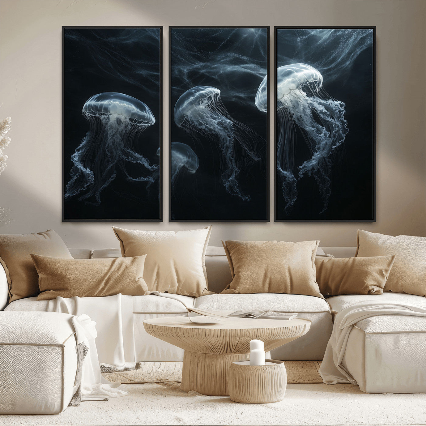 MGV-FC-48X32-3P - Jellyfish Wall Art Canvas Print, Elegant Wall Decor