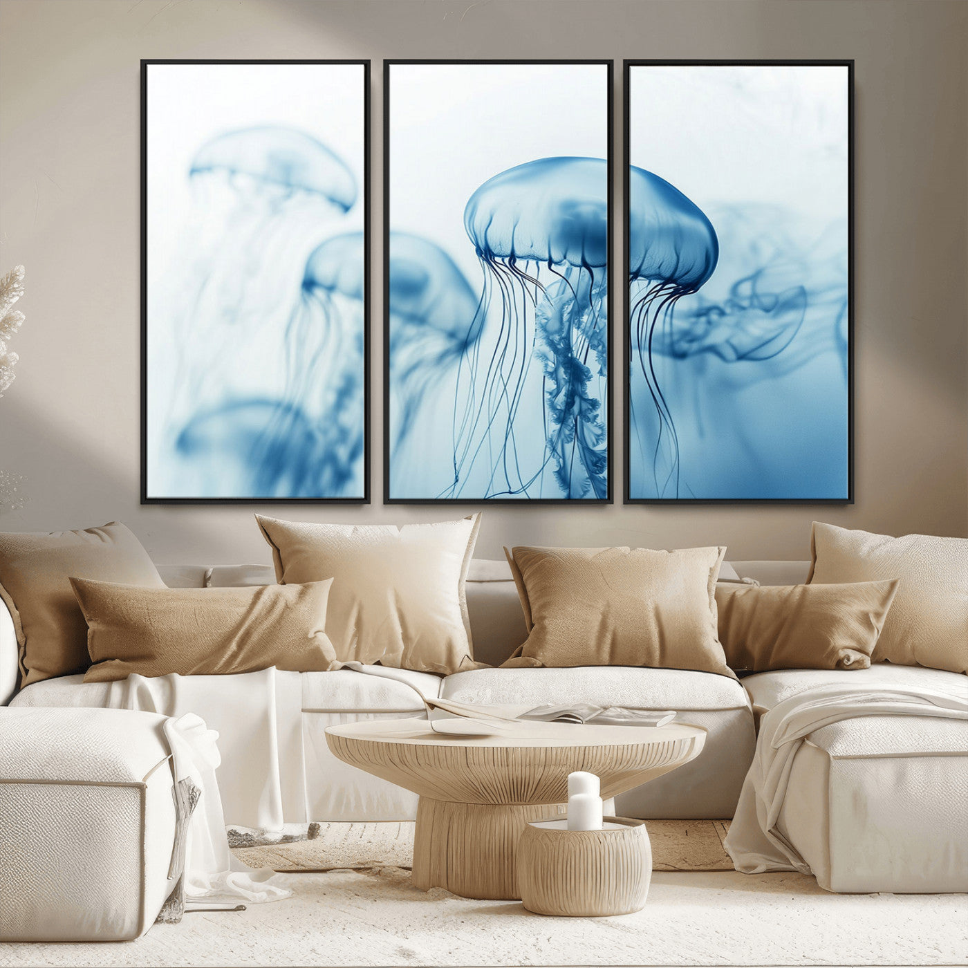 MGV-FC-48X32-3P - Blue Jellyfish Wall Art Canvas Print