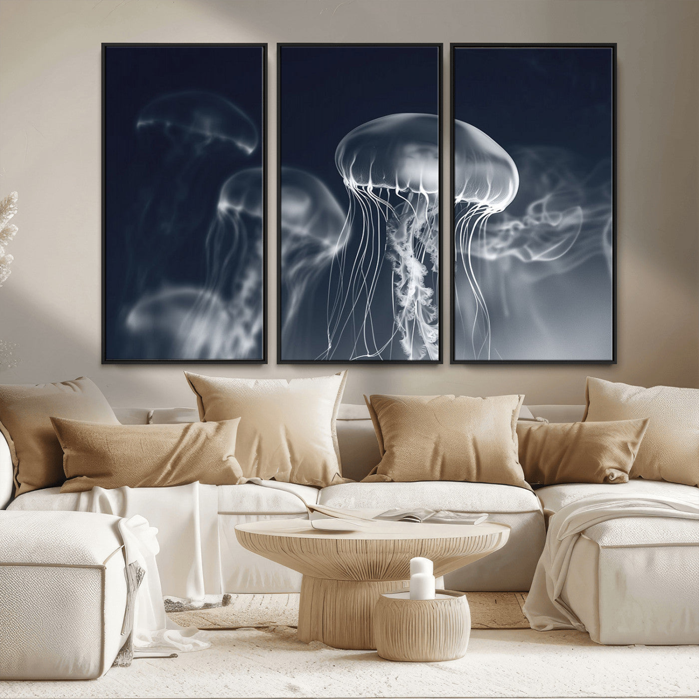 MGV-FC-48X32-3P - Jellyfish Wall Art Canvas Print, Modern Abstract Jellyfish Wall Decor