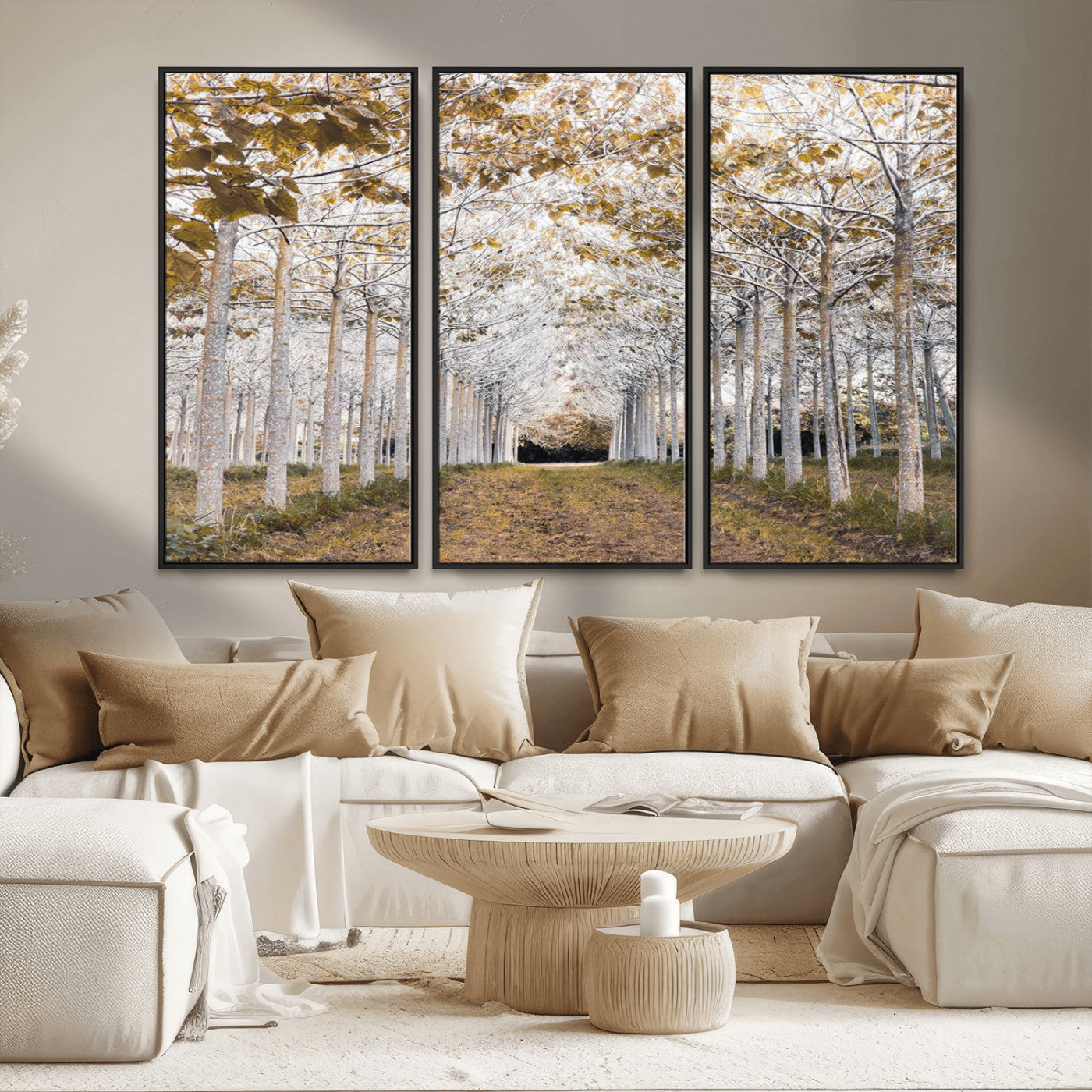MGV-FC-48X32-3P - Forest Grove Wall Art | Serene Pathway Canvas Print | Ready to Hang and Framed Nature Wall Decor for