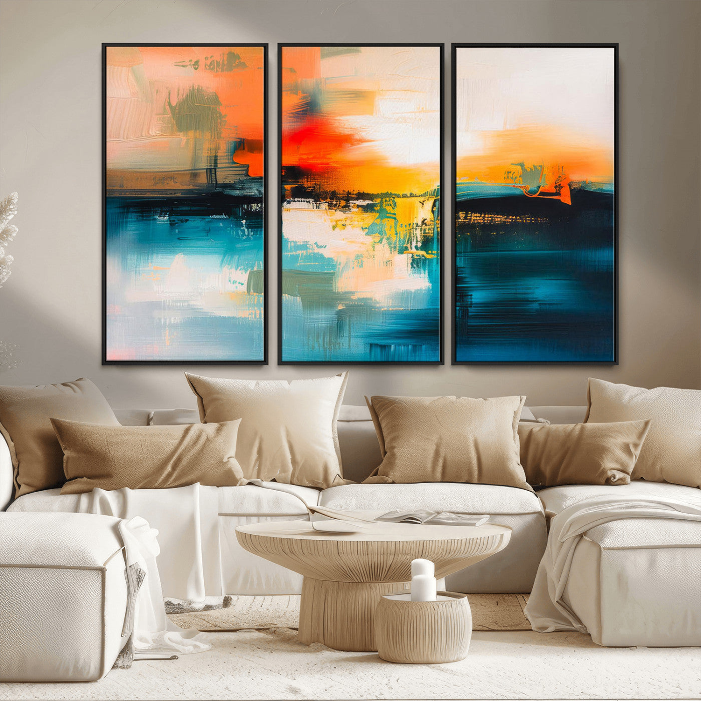 MGV-FC-48X32-3P - Colorful Abstract Wall Art | Bold Modern Canvas Print | Ready to Hang and Framed for Living Room or