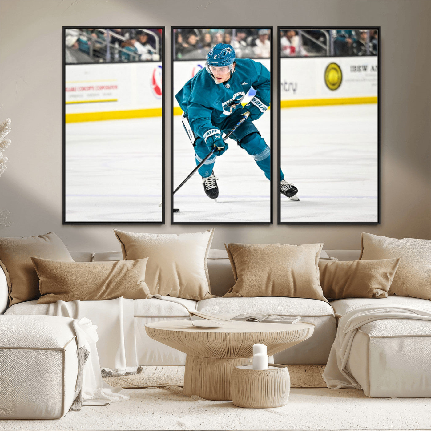 MGV-FC-48X32-3P - San Jose Sharks Ice Hockey Player Wall Art Canvas Print