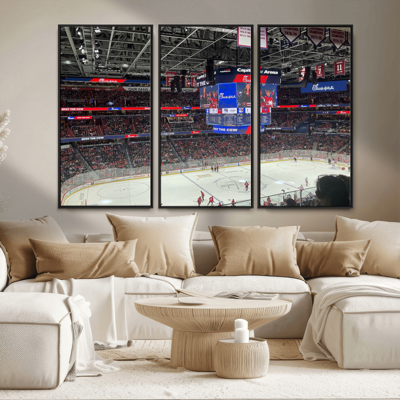 MGV-FC-48X32-3P - Washington Capitols New York Rangers Ice Hockey Game Stadium Wall Art Canvas Print