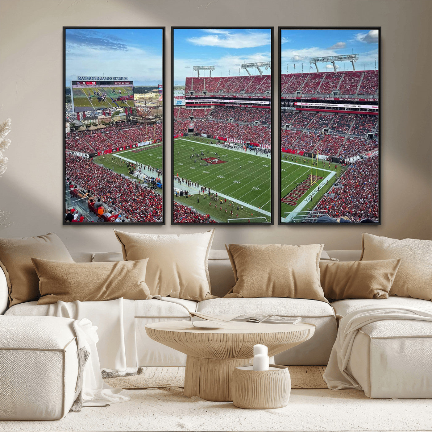 MGV-FC-48X32-3P - Florida Tampa Raymond James Stadium Wall Art Canvas Print - NFL Football Stadium Print Canvas