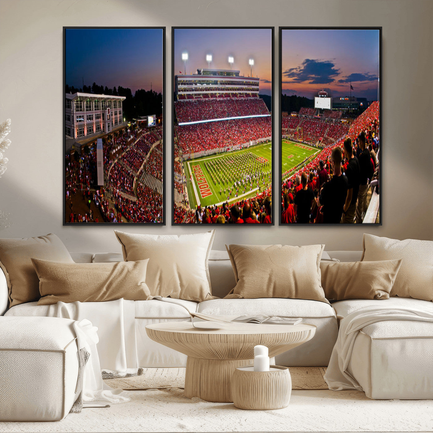 MGV-FC-48X32-3P - NC State Wolfpack Football Team Print - Raleigh Carter-Finley Stadium Wall Art Canvas Print