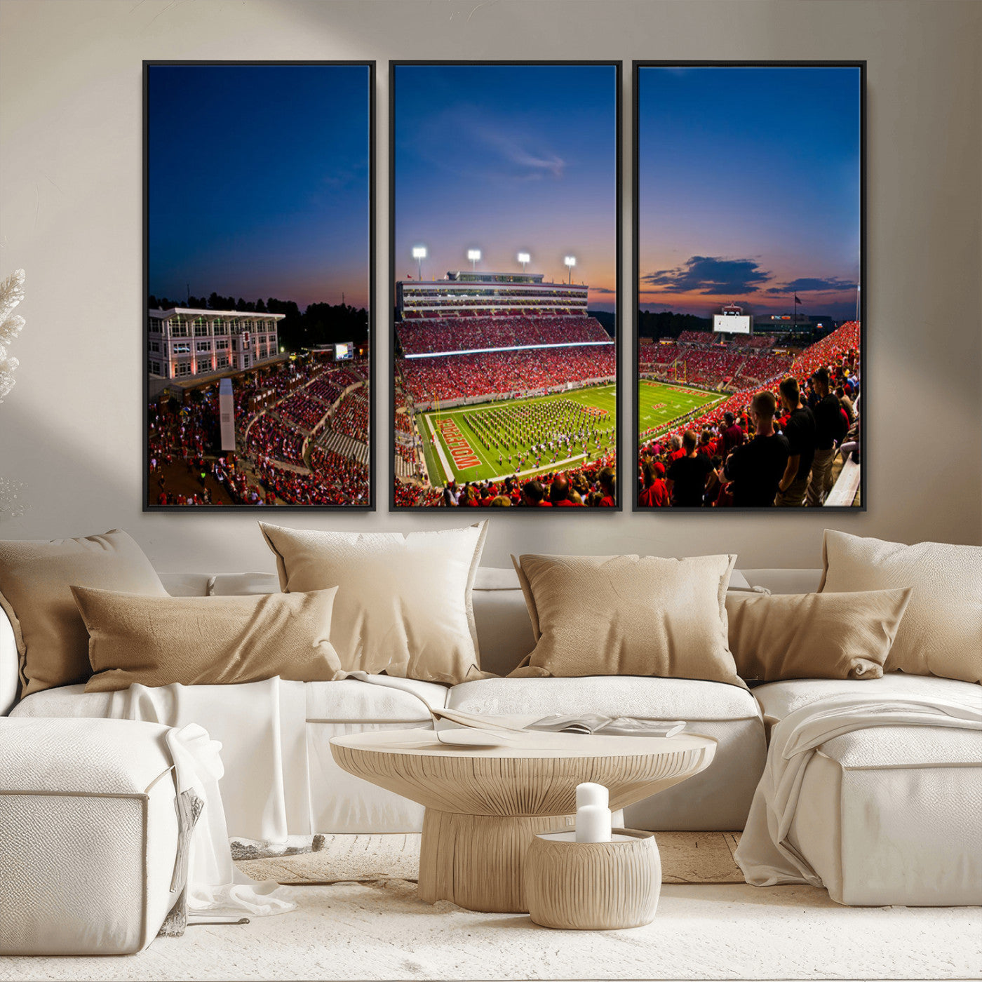 MGV-FC-48X32-3P - NC State Wolfpack Football Team Print - Raleigh Carter-Finley Stadium Wall Art Canvas Print