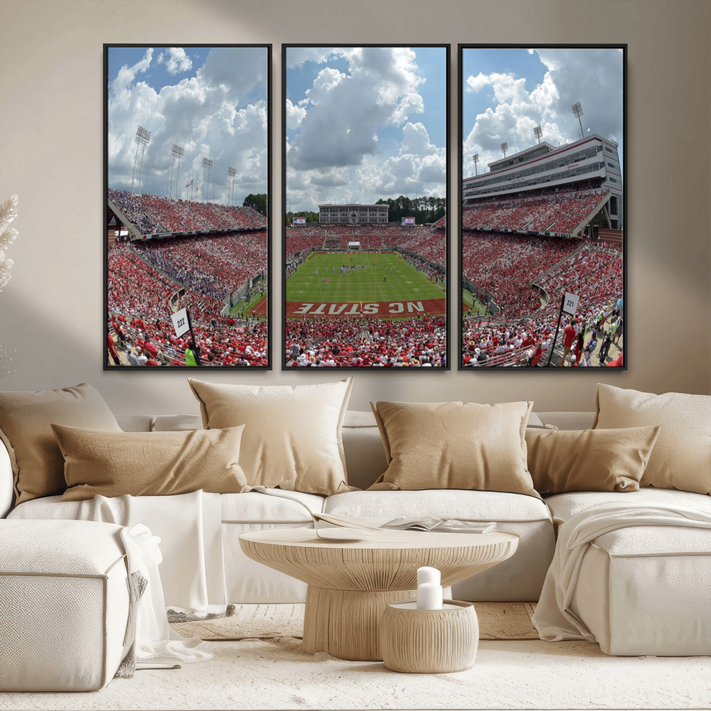 MGV-FC-48X32-3P - NC State Wolfpack Football Team Print Canvas- Raleigh Carter-Finley Stadium Wall Art Canvas Print