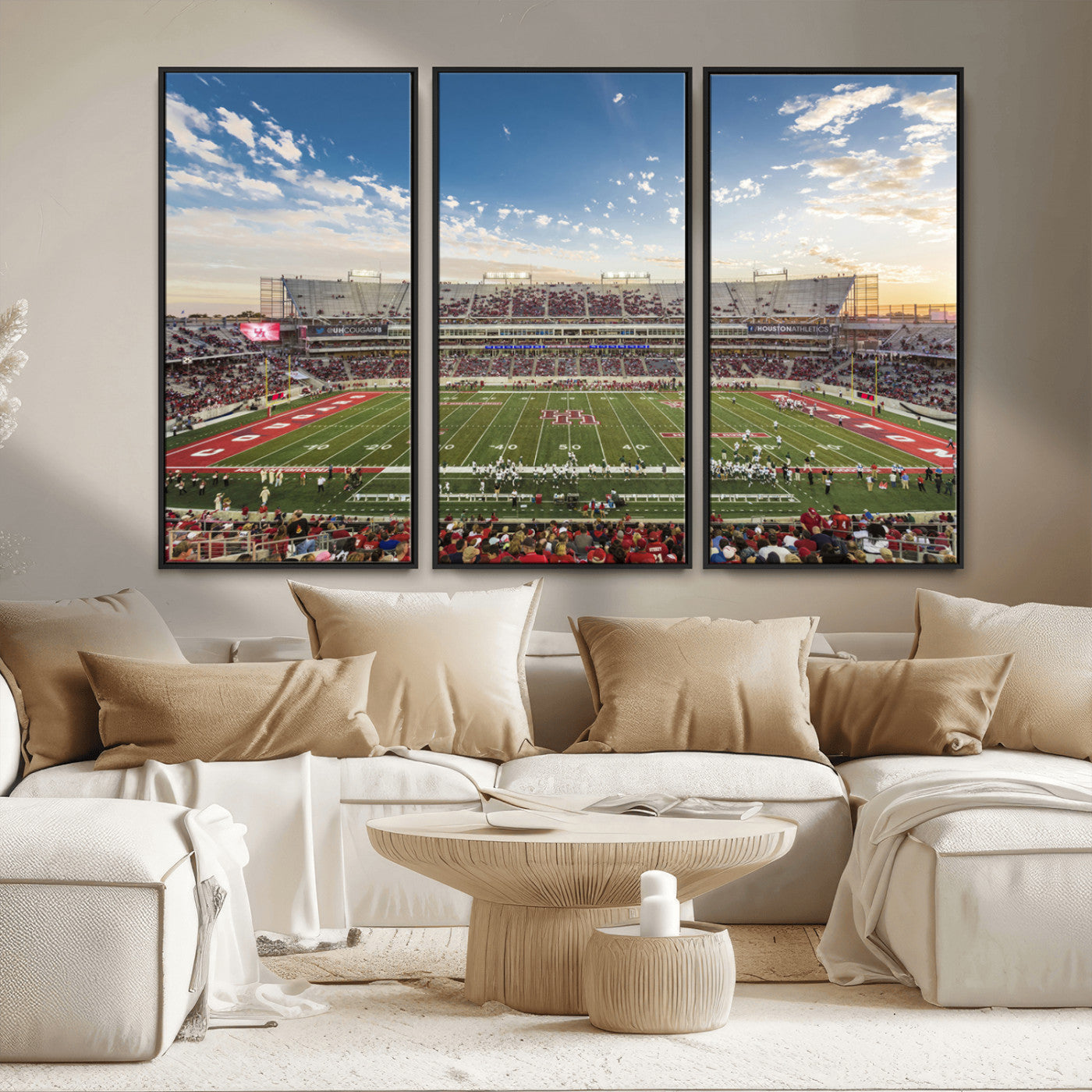 MGV-FC-48X32-3P - Framed Houston Cougars Football Team Print - Houston TDECU Stadium Wall Art Canvas Print