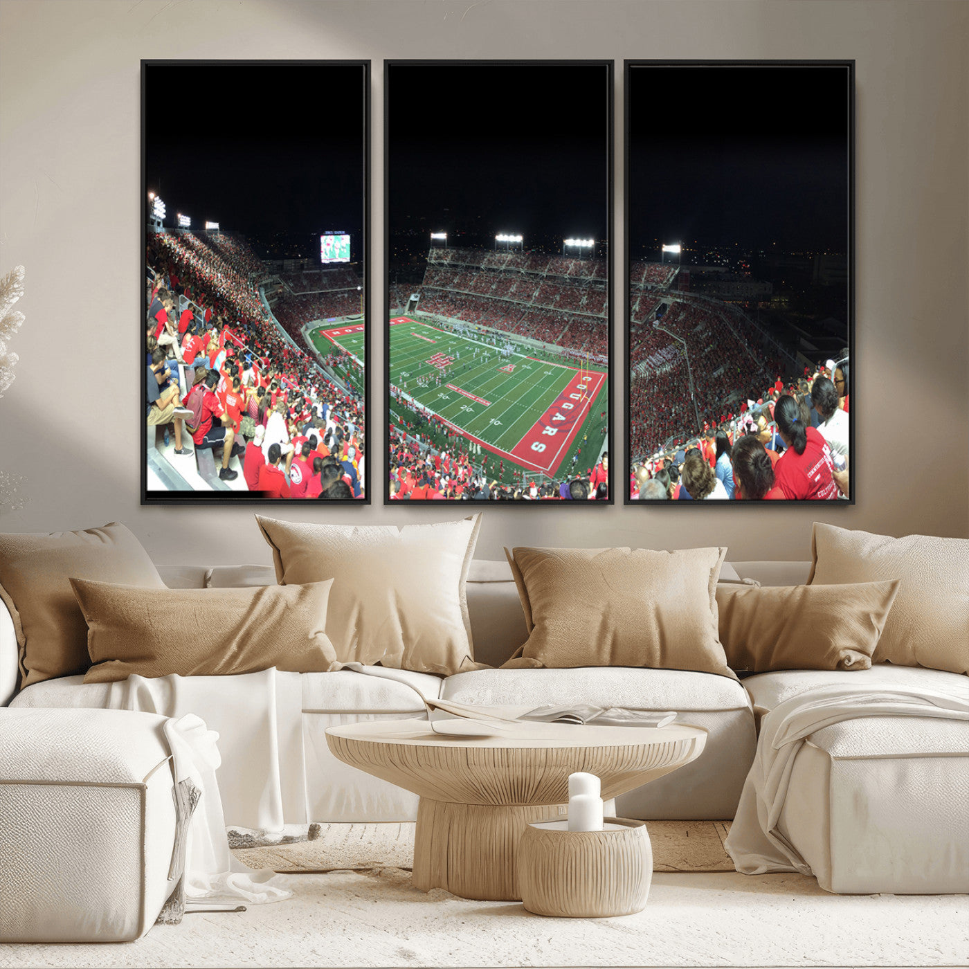 MGV-FC-48X32-3P - Houston Cougars Football Team Print - Houston TDECU Stadium Wall Art Canvas Print