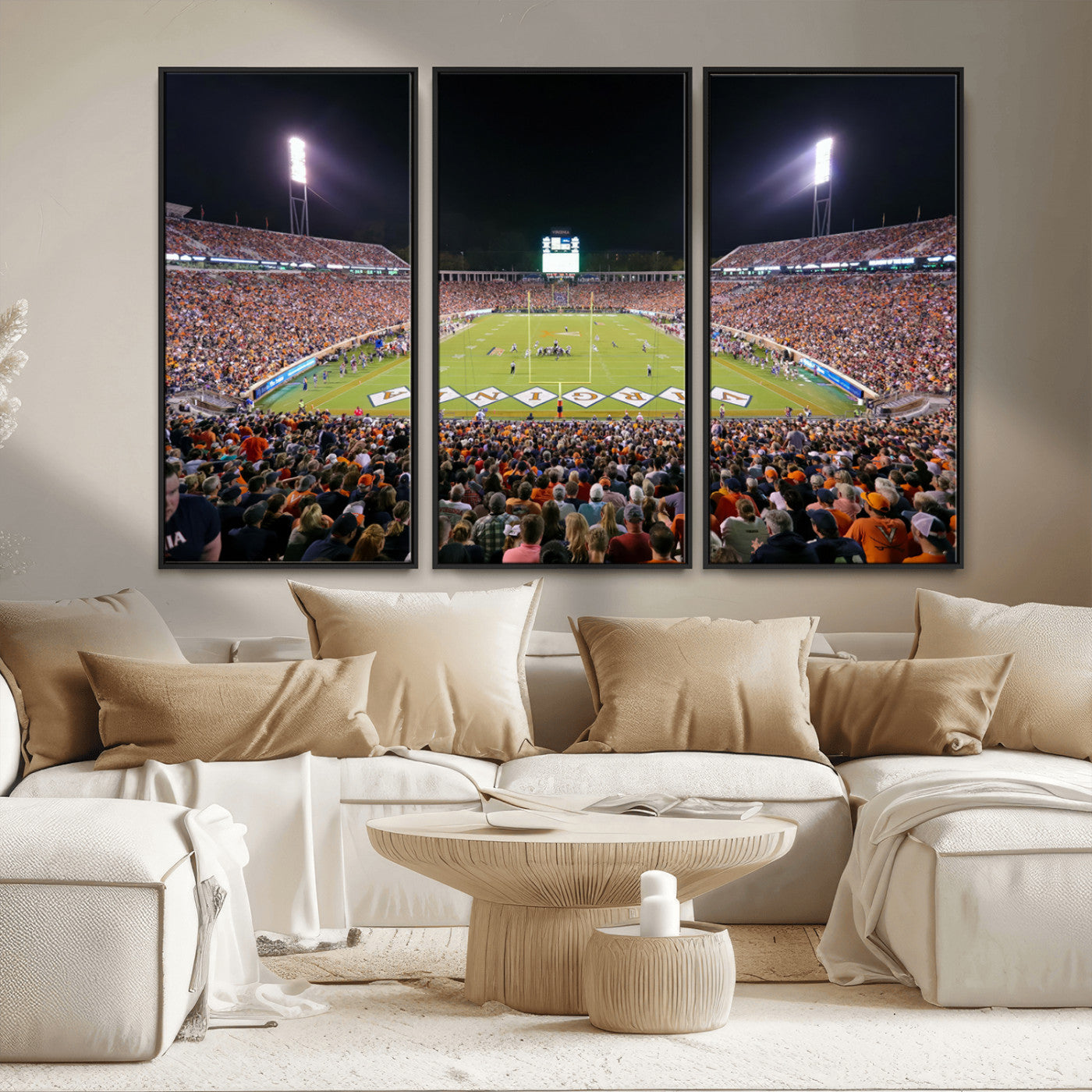 MGV-FC-48X32-3P - Virginia Cavaliers Football Team Print - Charlottesville Scott Stadium Wall Art Canvas Print