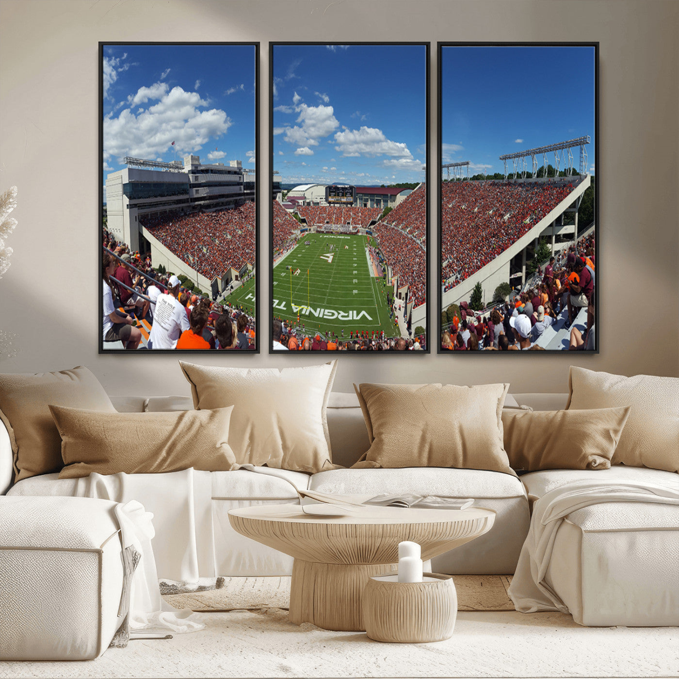 MGV-FC-48X32-3P - Virginia Tech Hokies Football Team Print - Blacksburg Lane Stadium Wall Art Canvas Print
