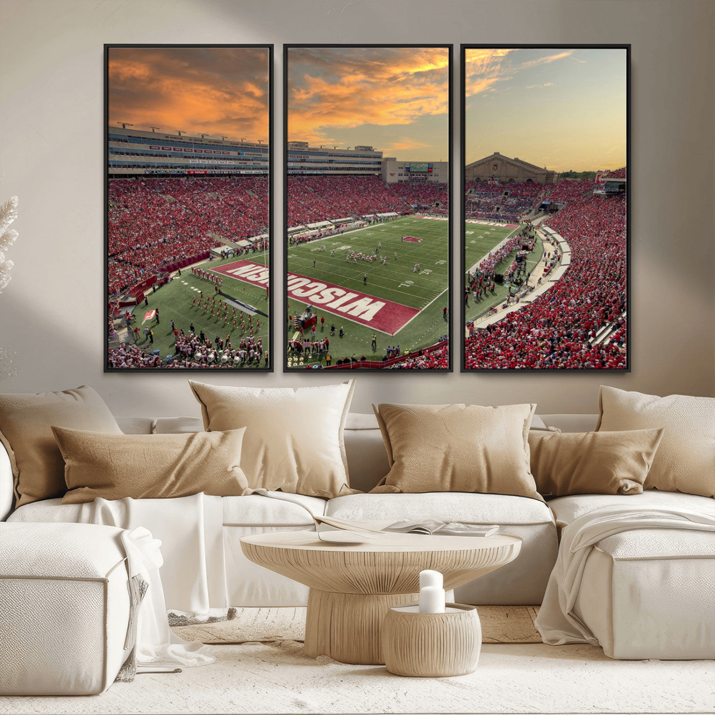 41472-MGV-FC-48X32-3P_Black-Camp Randall Stadium Wisconsin Badgers Large Wall Art Canvas Print | College Football Stadium Wall