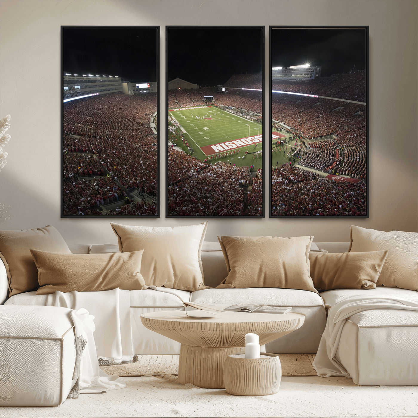 MGV-FC-48X32-3P - Wisconsin Badgers Football Team Print - Madison Camp Randall Stadium Wall Art Canvas Print