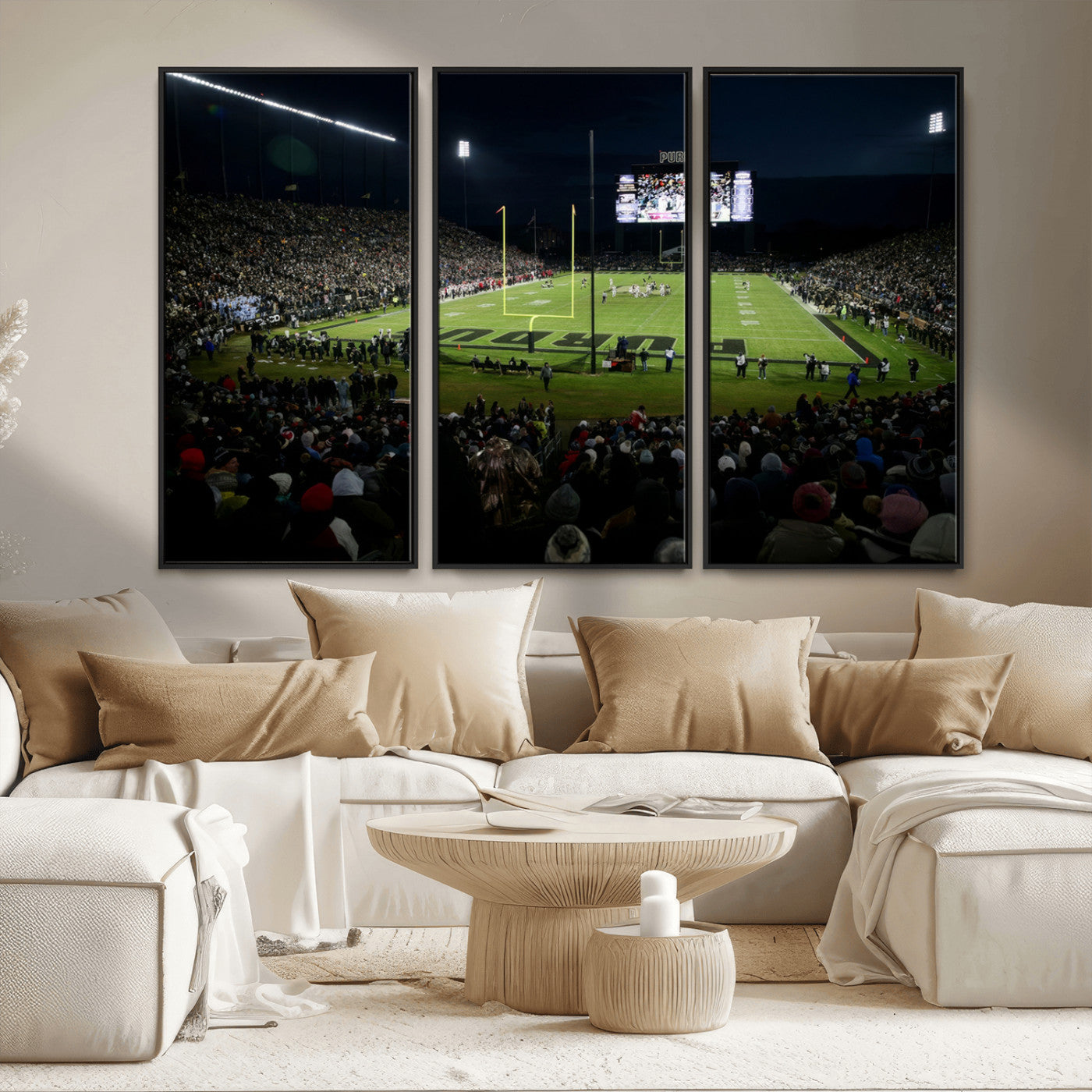 MGV-FC-48X32-3P - Purdue Boilermakers Football Team Print - West Lafayette Ross–Ade Stadium Wall Art Canvas Print