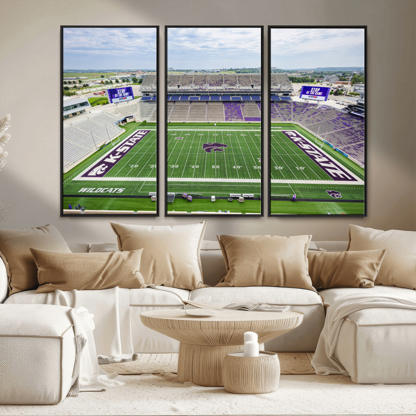 MGV-FC-48X32-3P - KState Wildcats Football Team Print - Manhattan Bill Snyder Family Football Stadium Wall Art Canvas