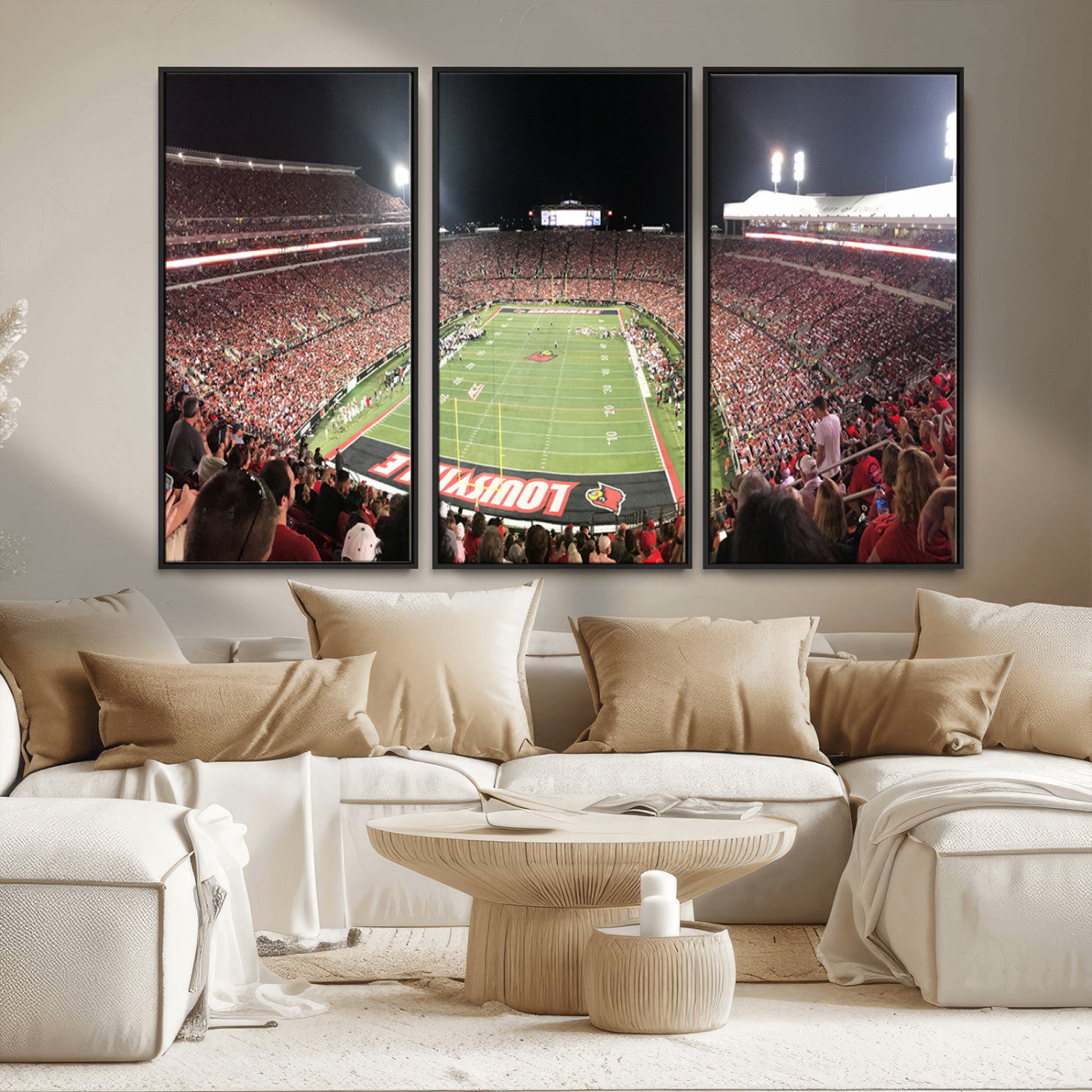 MGV-FC-48X32-3P - University of Louisville Cardinals Football Team Print - Louisville Cardinal Stadium Wall Art Canvas