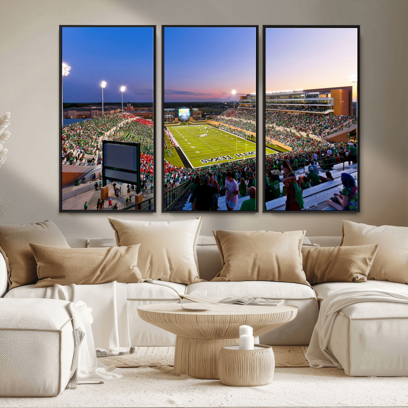 MGV-FC-48X32-3P - University of North Texas Mean Green Football Team Print - Denton DATCU Stadium Canvas Print Wall