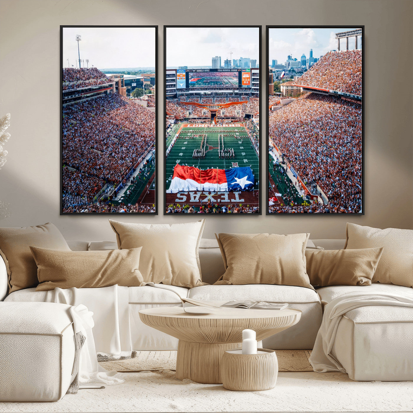 MGV-FC-48X32-3P - University of Texas Longhorns Football Team Canvas Print - Austin Darrell K Royal-Texas Memorial