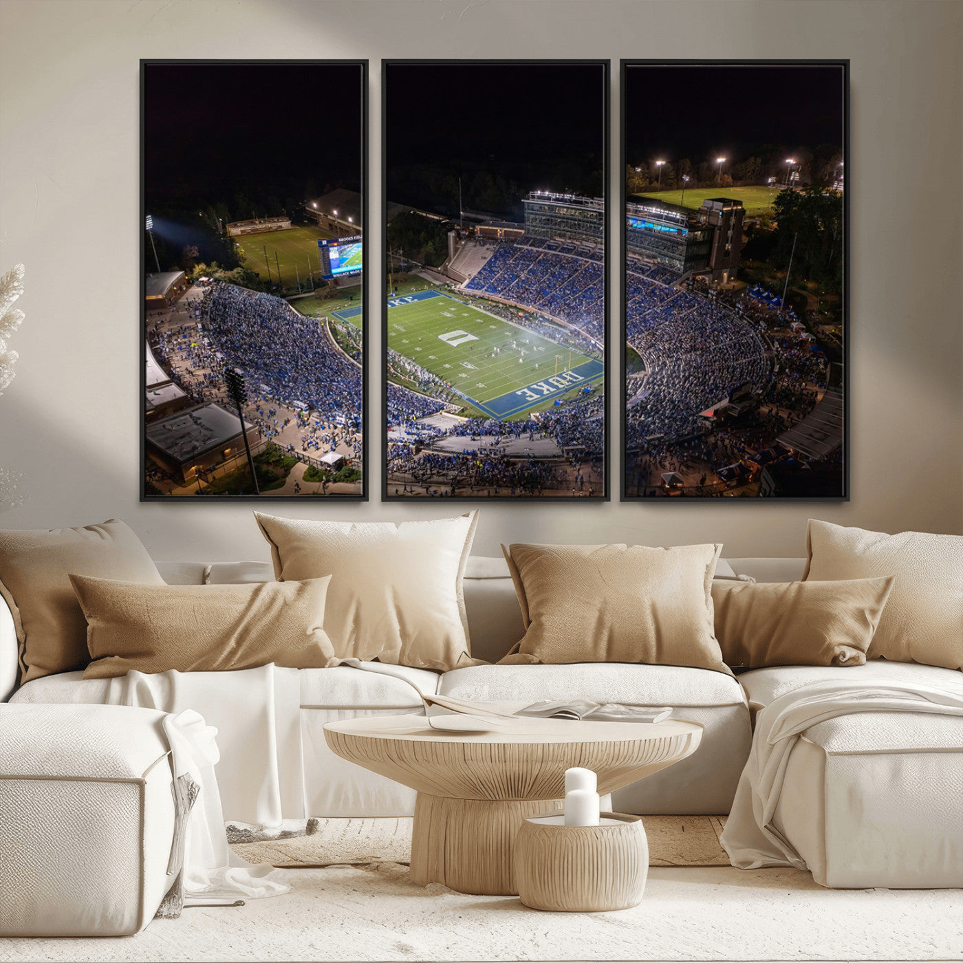 MGV-FC-48X32-3P - Duke University Blue Devils Football Print Canvas - Durham Wallace Wade Stadium Wall Art Canvas