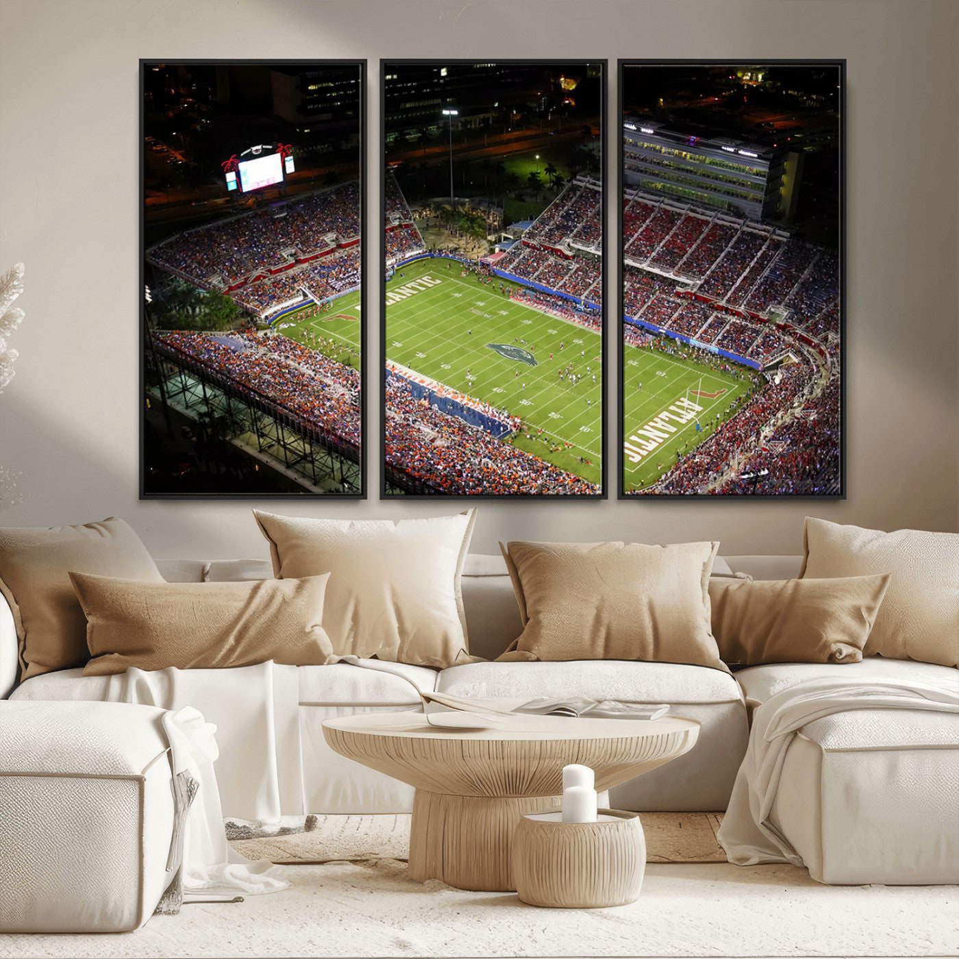 MGV-FC-48X32-3P - Florida Atlantic University Owls Canvas Print, Football Team Print - Boca Raton FAU Stadium Wall Art
