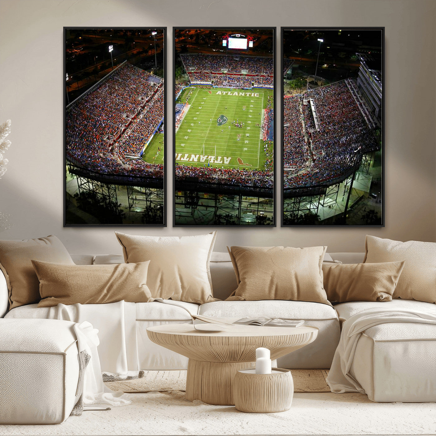 MGV-FC-48X32-3P - Florida Atlantic University Owls Football Team Print - Boca Raton FAU Stadium Wall Art Canvas Print