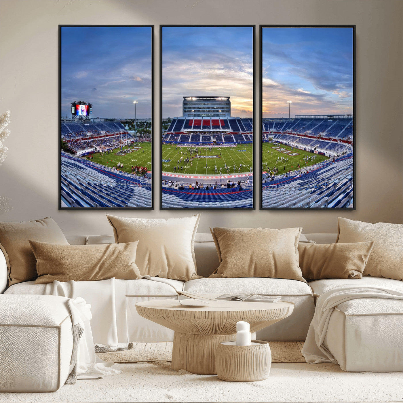MGV-FC-48X32-3P - Florida Atlantic University Owls Football Team Print - Boca Raton FAU Stadium Wall Art Canvas Print