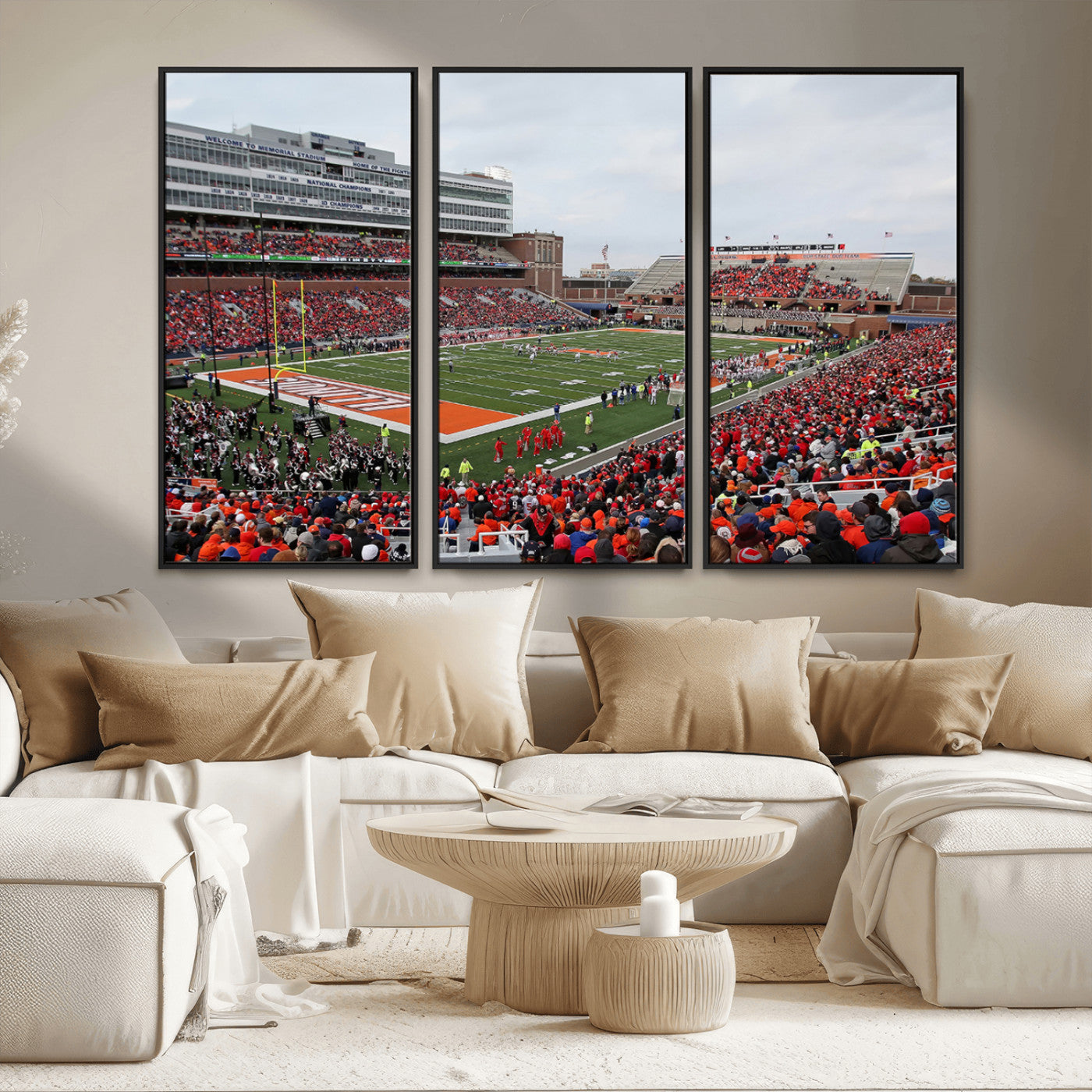 MGV-FC-48X32-3P - University of Illinois Fighting Illini Football Team Print - Champaign Illinois Memorial Stadium